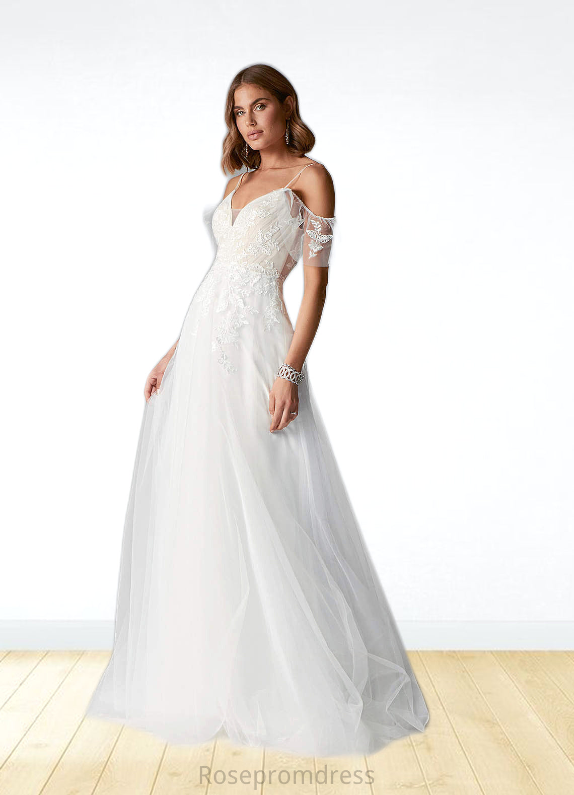 Adeline A-Line Sequins Tulle Chapel Train Dress SRSP0020054