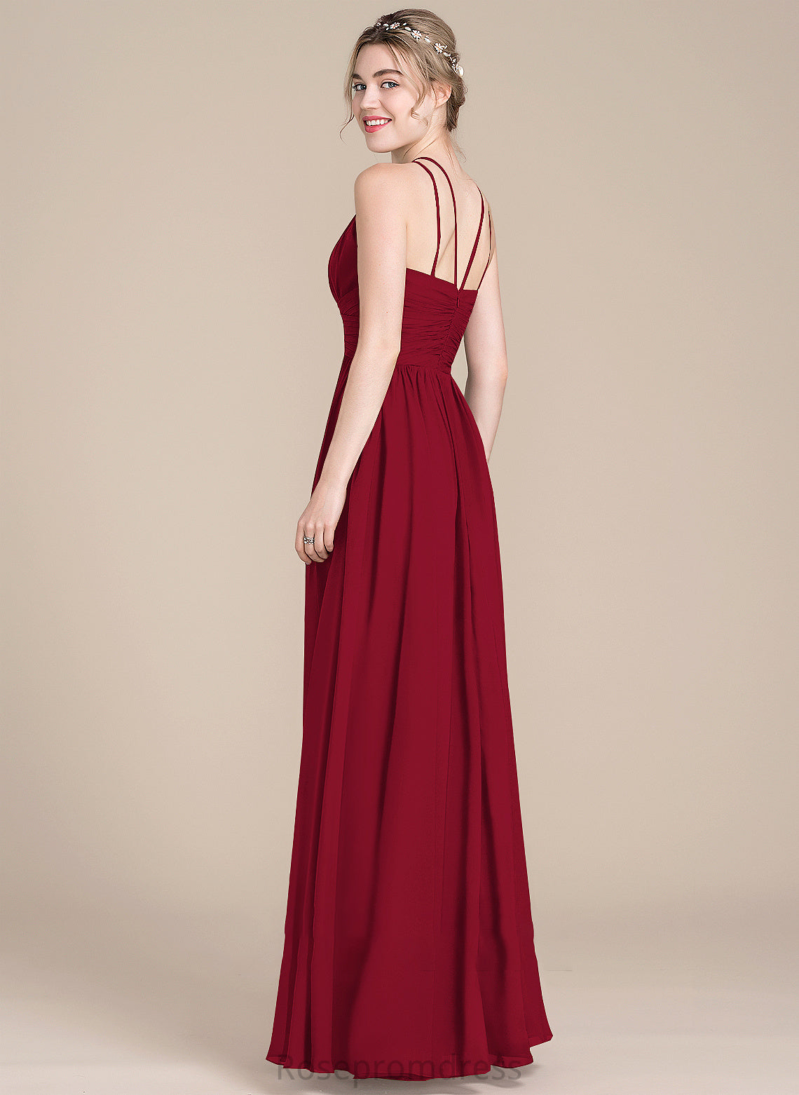 Neck Chiffon Floor-Length Ruffle Prom Dresses Jeanie Scoop With A-Line