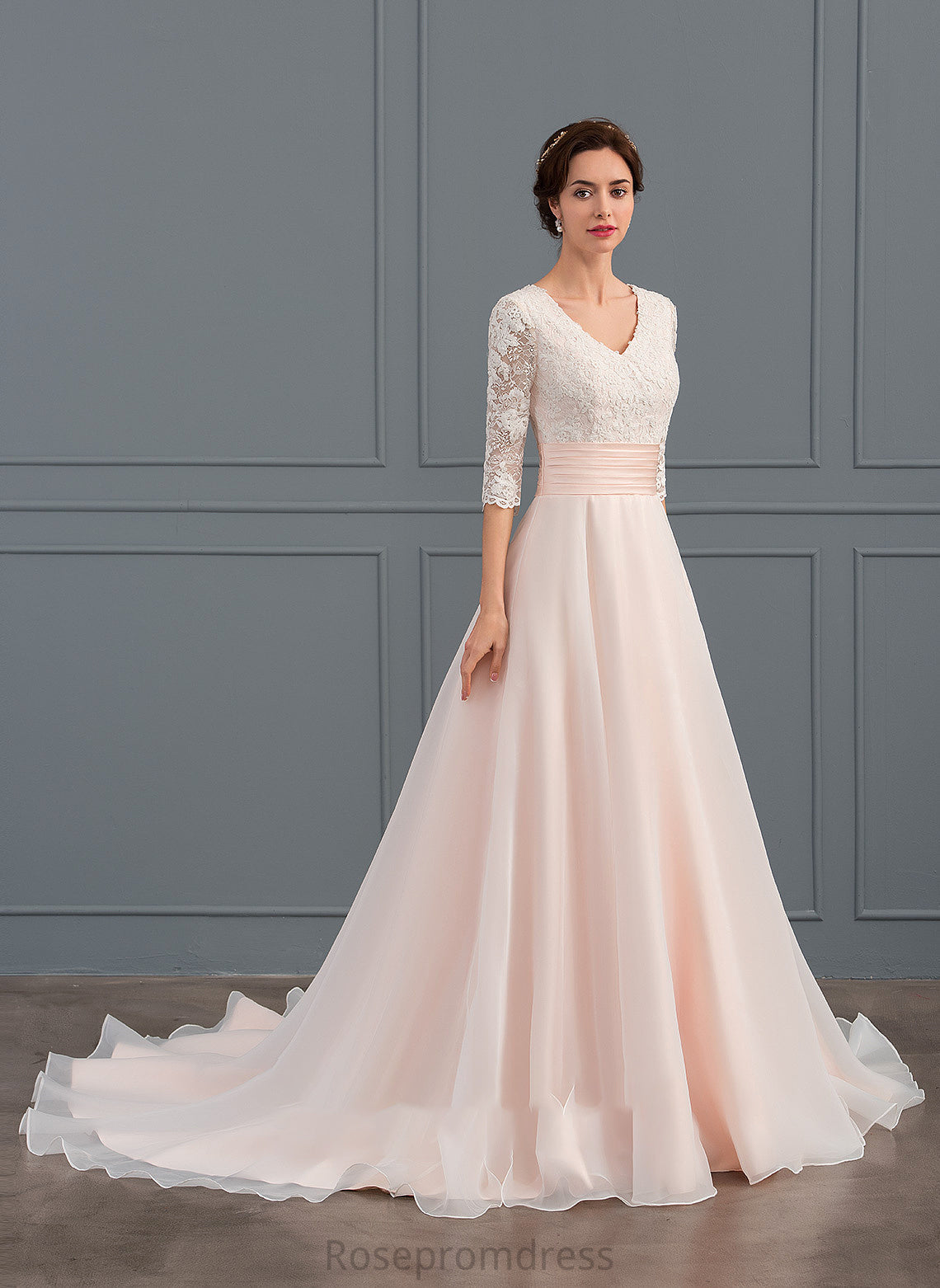 Dress Tatiana V-neck Train Ball-Gown/Princess Wedding Dresses Ruffle Wedding Organza Court With