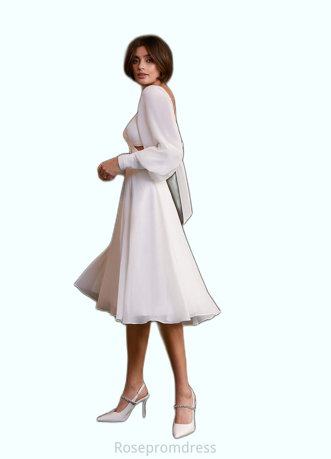 Keely A-Line Pleated Chiffon Knee-Length Dress SRSP0020070