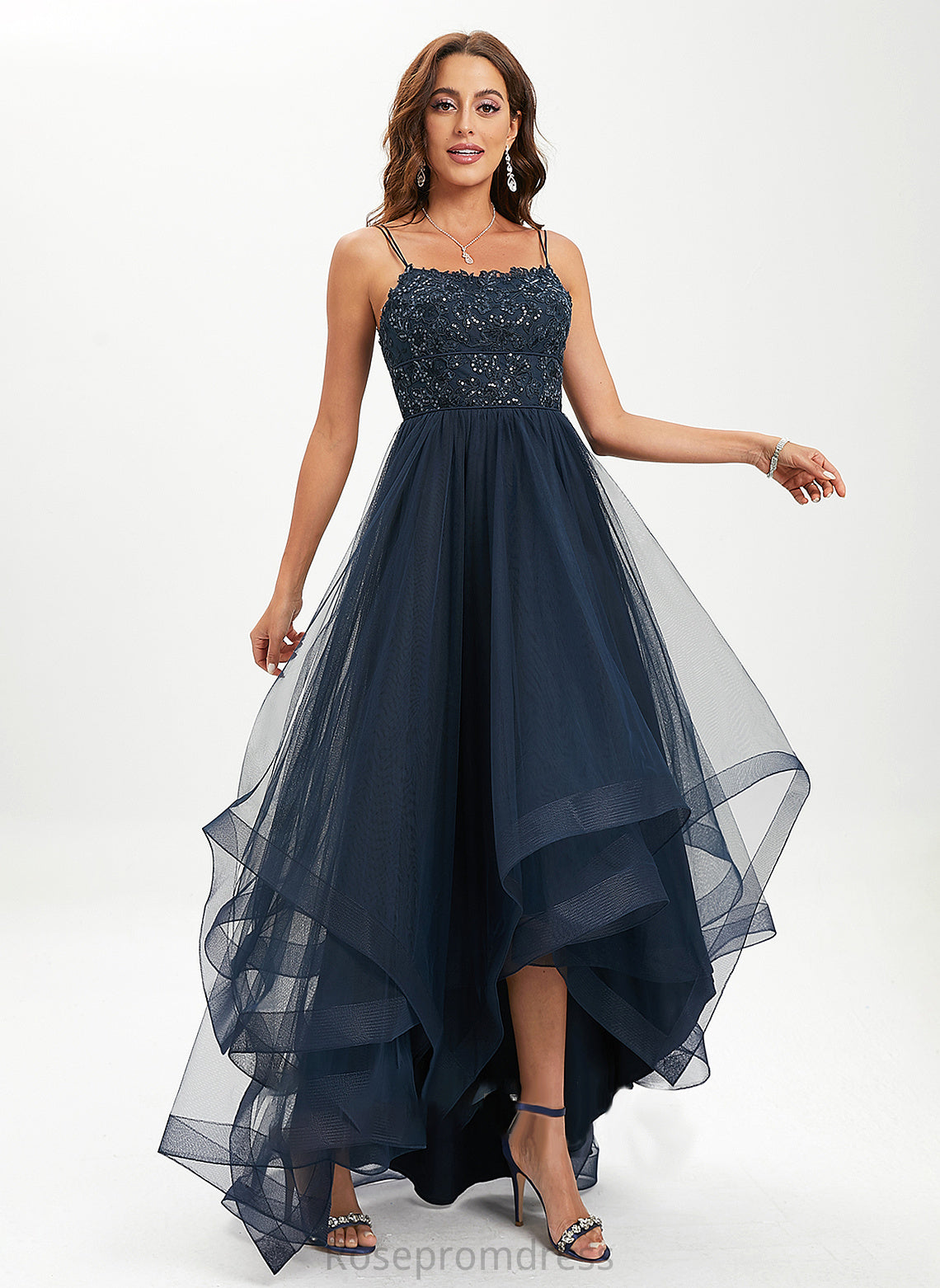 Pauline With Tulle Lace Scoop Neck Sequins Ball-Gown/Princess Prom Dresses Asymmetrical