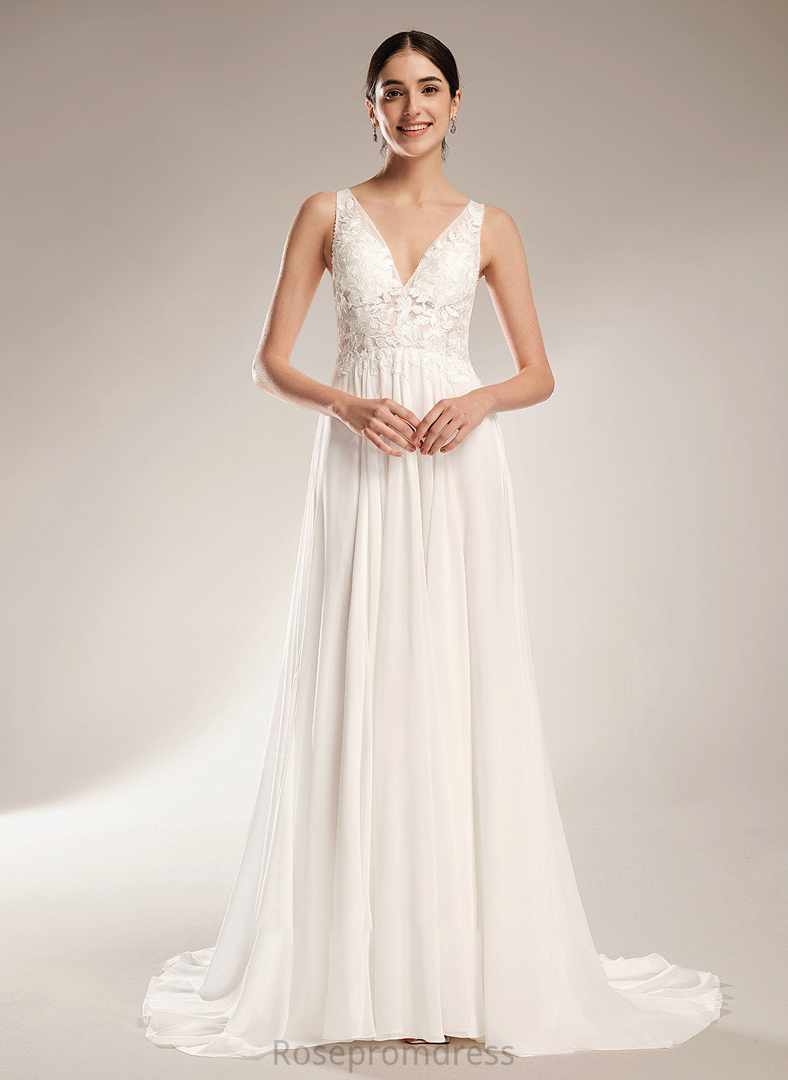 Guadalupe With V-neck Beading Sequins Court Train Dress A-Line Wedding Dresses Wedding