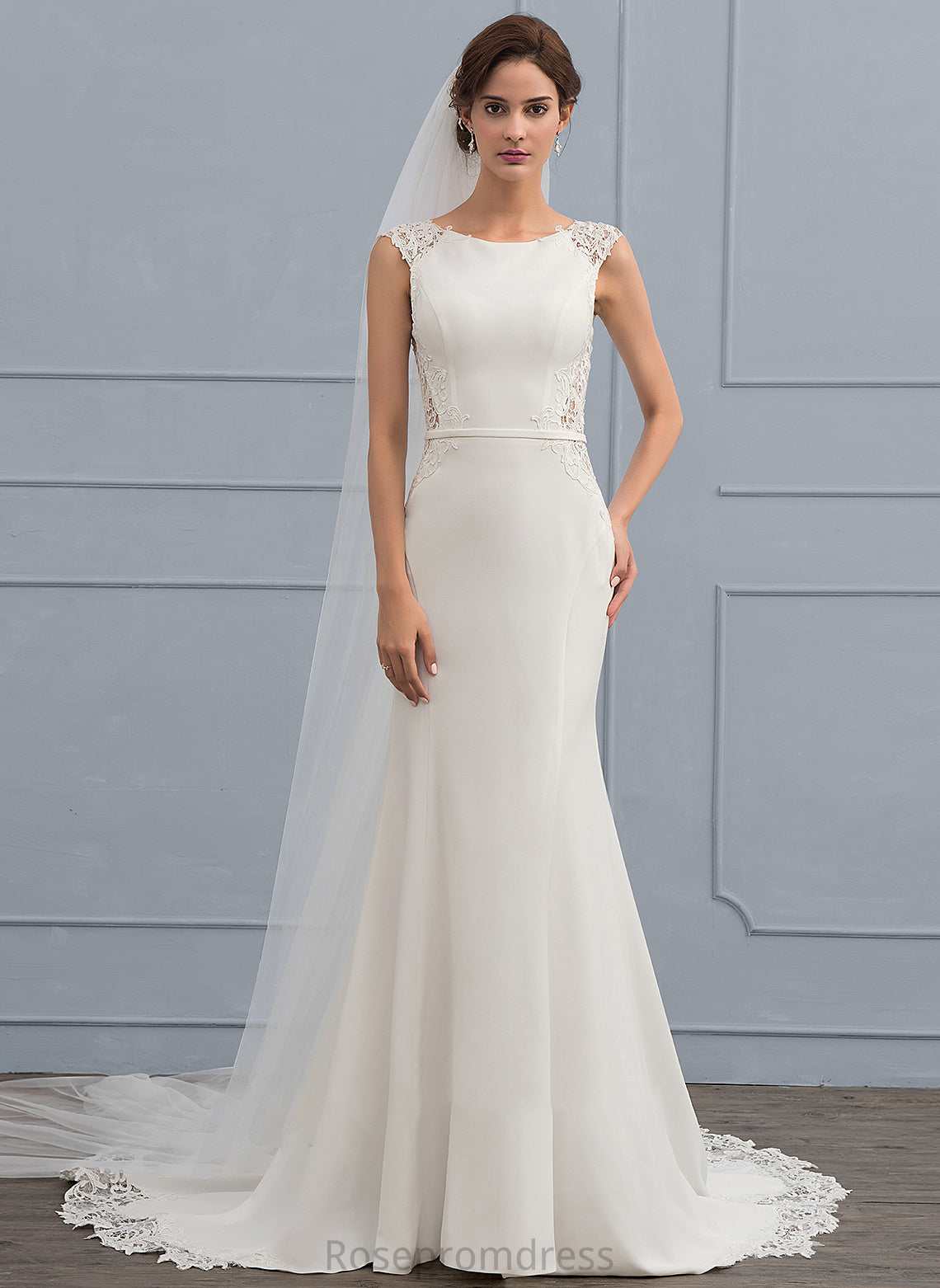 Court Crepe Dress Stretch Wedding Train Wedding Dresses Trumpet/Mermaid Abigayle