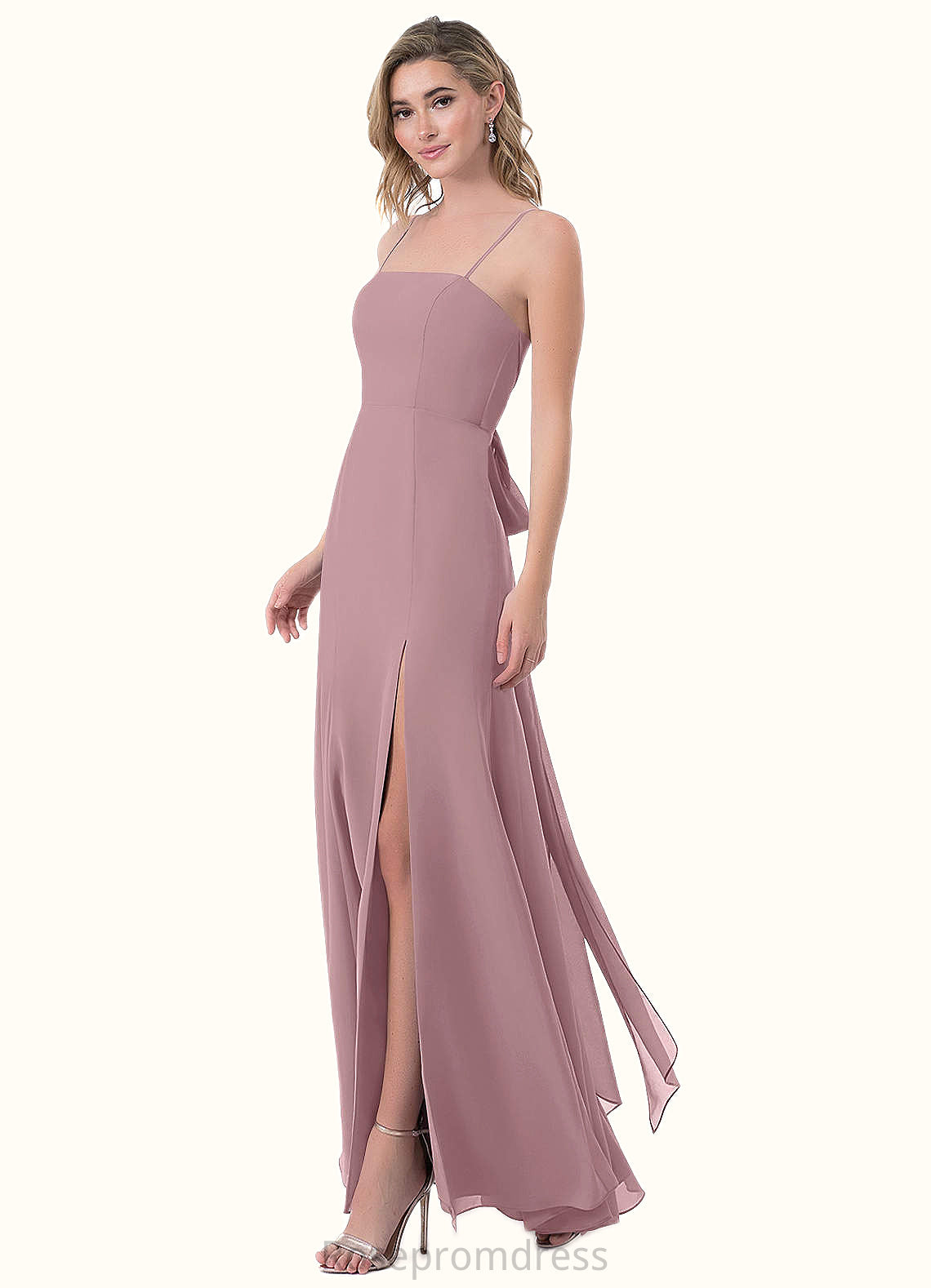 Myla A-Line Side Slit Chiffon Floor-Length Dress SRSP0019651