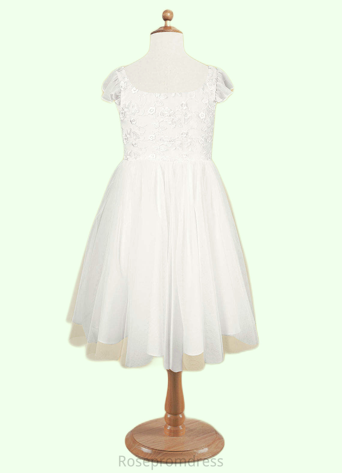 Natalia Lace Bow Tulle Knee-Length Dress SRSP0020241