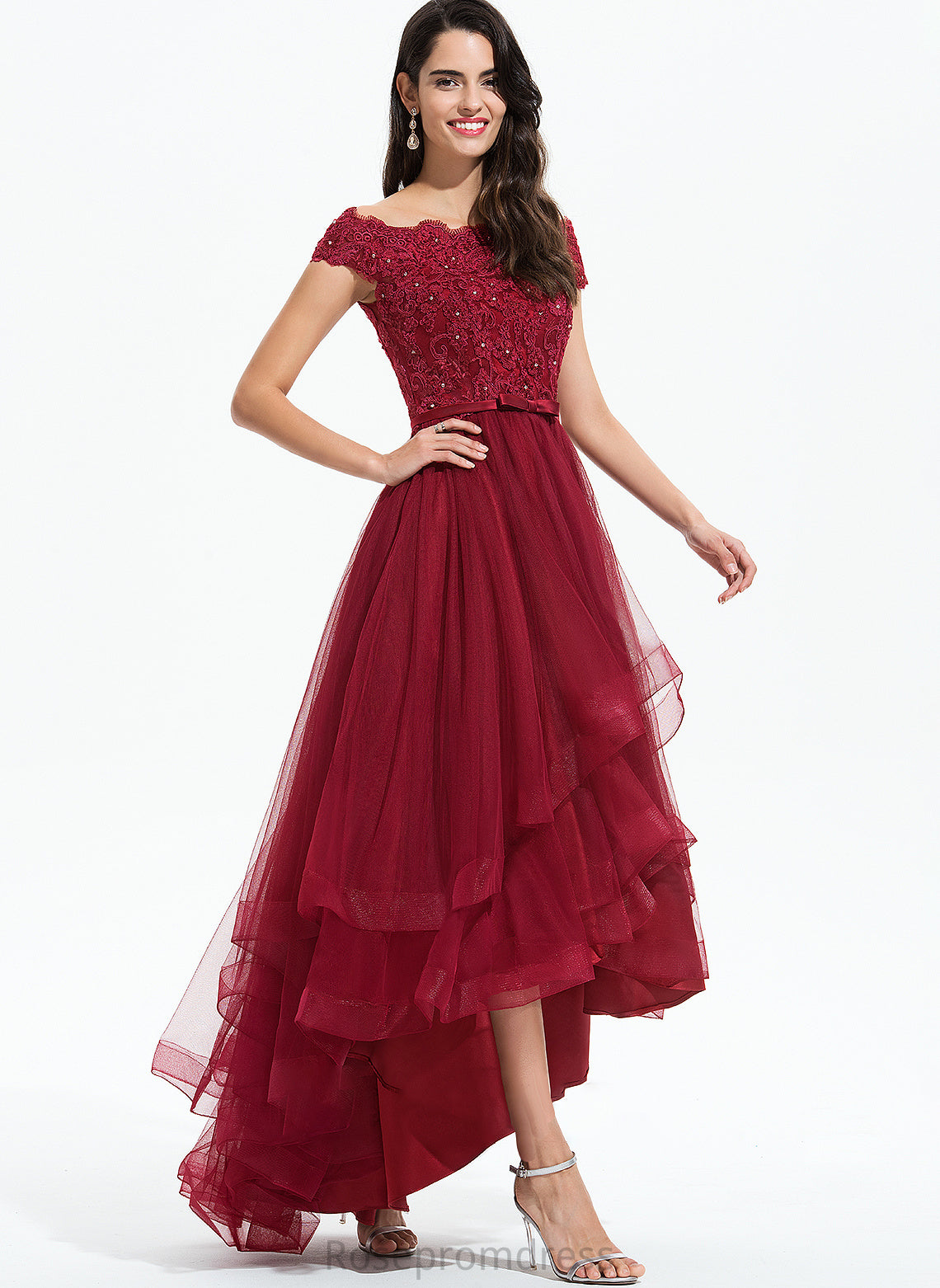 Dress Samantha Off-the-Shoulder Wedding Dresses Beading Sequins With Ball-Gown/Princess Wedding Bow(s) Asymmetrical Tulle