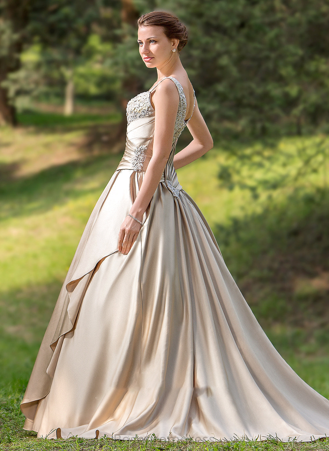 Court Satin Tiana Wedding Cascading Ball-Gown/Princess Sweetheart Dress Ruffle Wedding Dresses Ruffles Train Appliques Beading With Lace