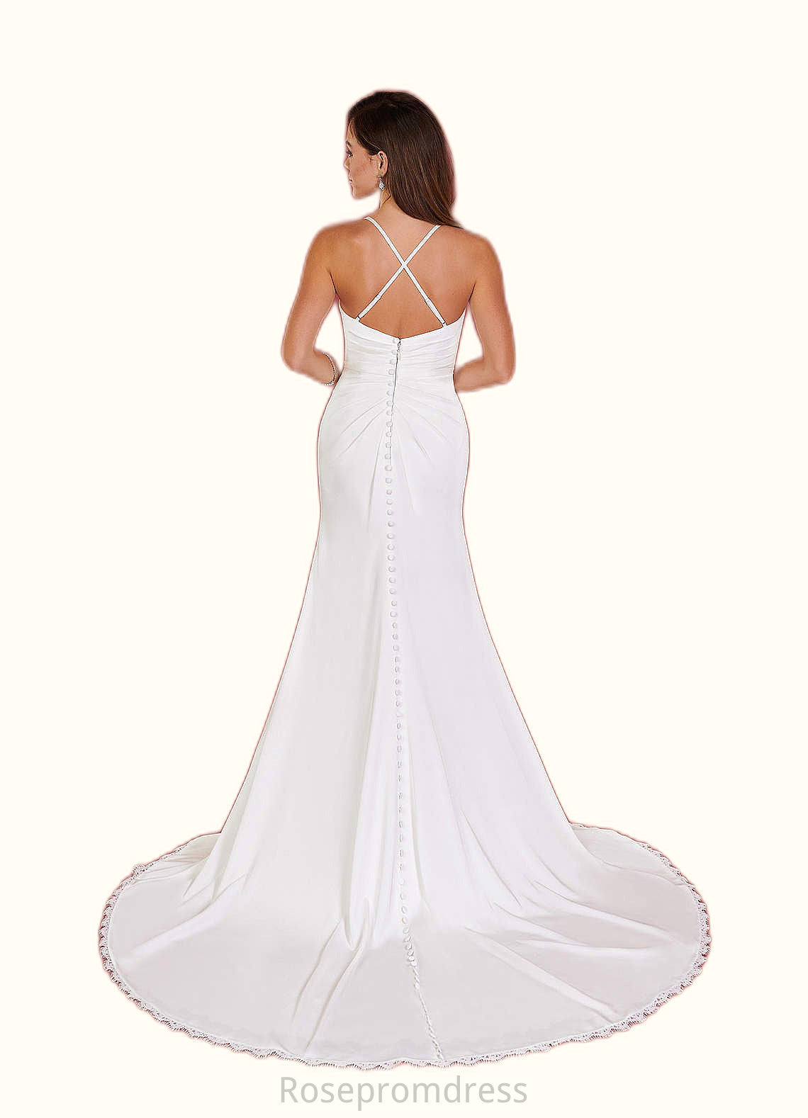 Raven Mermaid Lace Crepe Back Satin Chapel Train Dress SRSP0020108