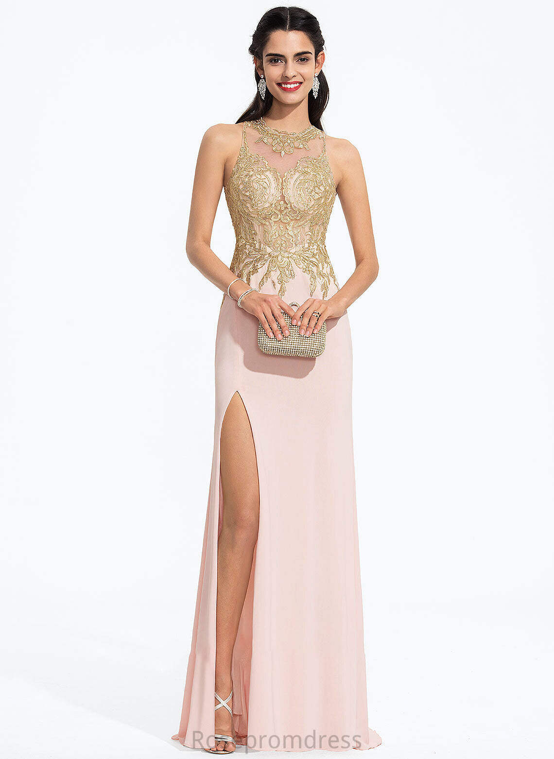 Neck Scoop Train Valeria Sheath/Column Sweep With Jersey Lace Prom Dresses Sequins