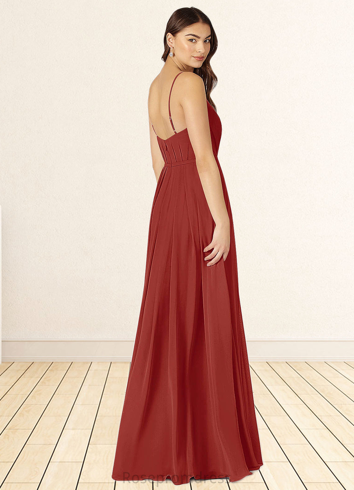 Gianna A-Line Pleated Chiffon Floor-Length Dress SRSP0019695