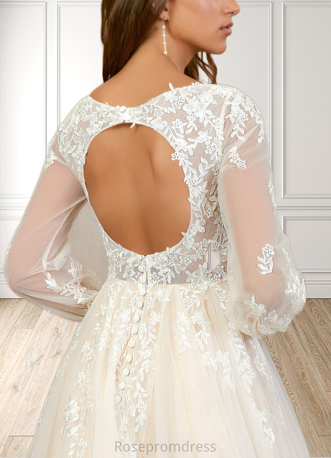 Maggie A-Line Lace Chapel Train Dress SRSP0020110