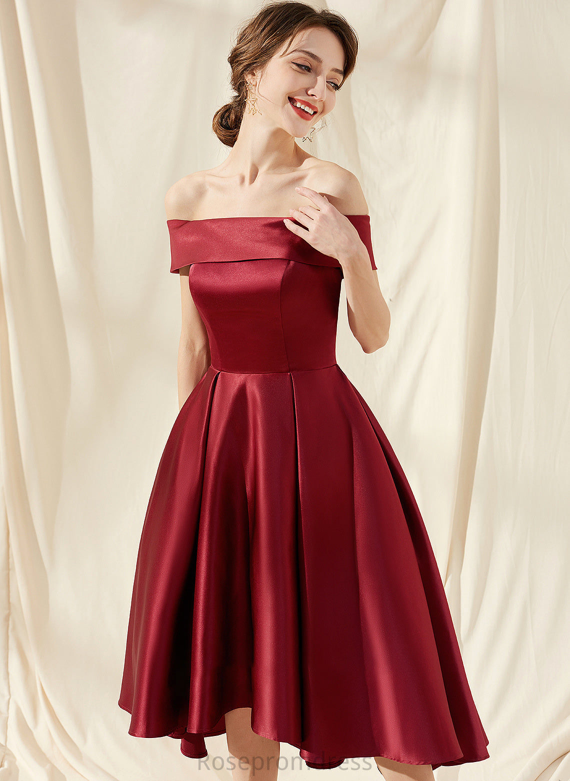 Pockets Off-the-Shoulder Length A-Line Neckline Embellishment Silhouette Asymmetrical Fabric Elva Bridesmaid Dresses
