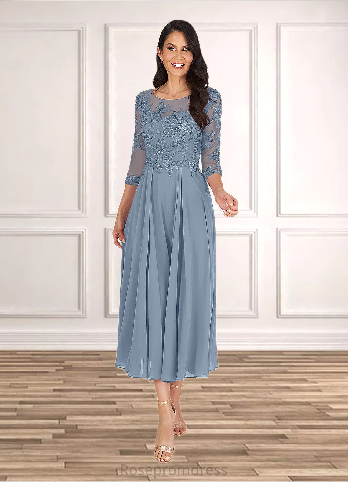 Hadassah A-Line Lace Tea-Length Dress SRSP0019829
