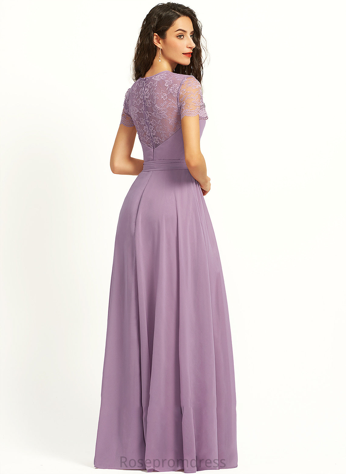 A-Line Fabric Straps Lace Length Silhouette Neckline ScoopNeck Floor-Length Katherine Spaghetti Staps A-Line/Princess Bridesmaid Dresses