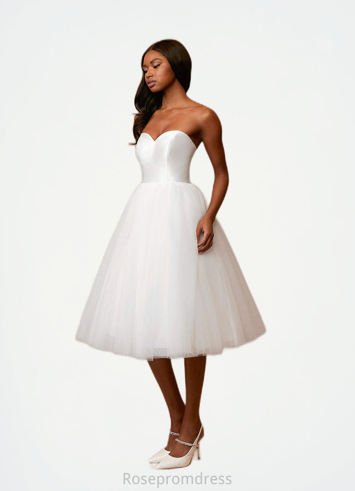Madelyn A-Line Sweetheart Neckline Tulle Knee-Length Dress SRSP0020080