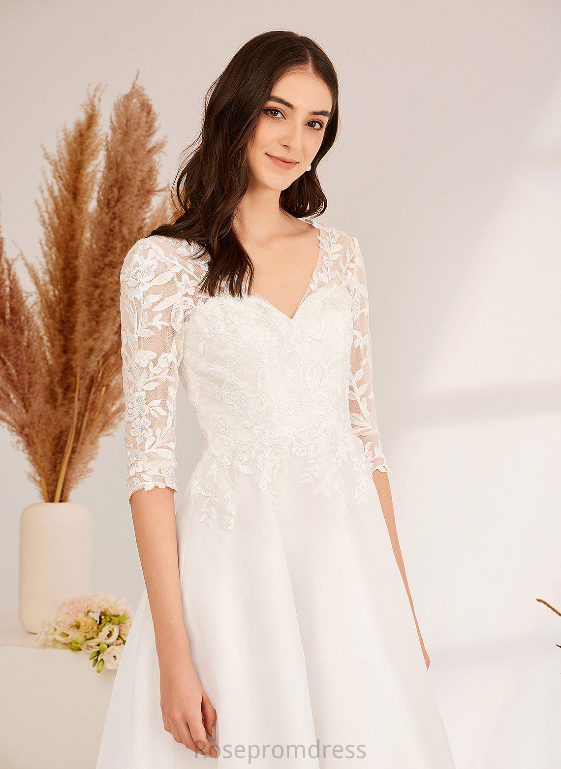 Dress Wedding Dresses Sequins With Beading Asymmetrical Samantha V-neck A-Line Wedding