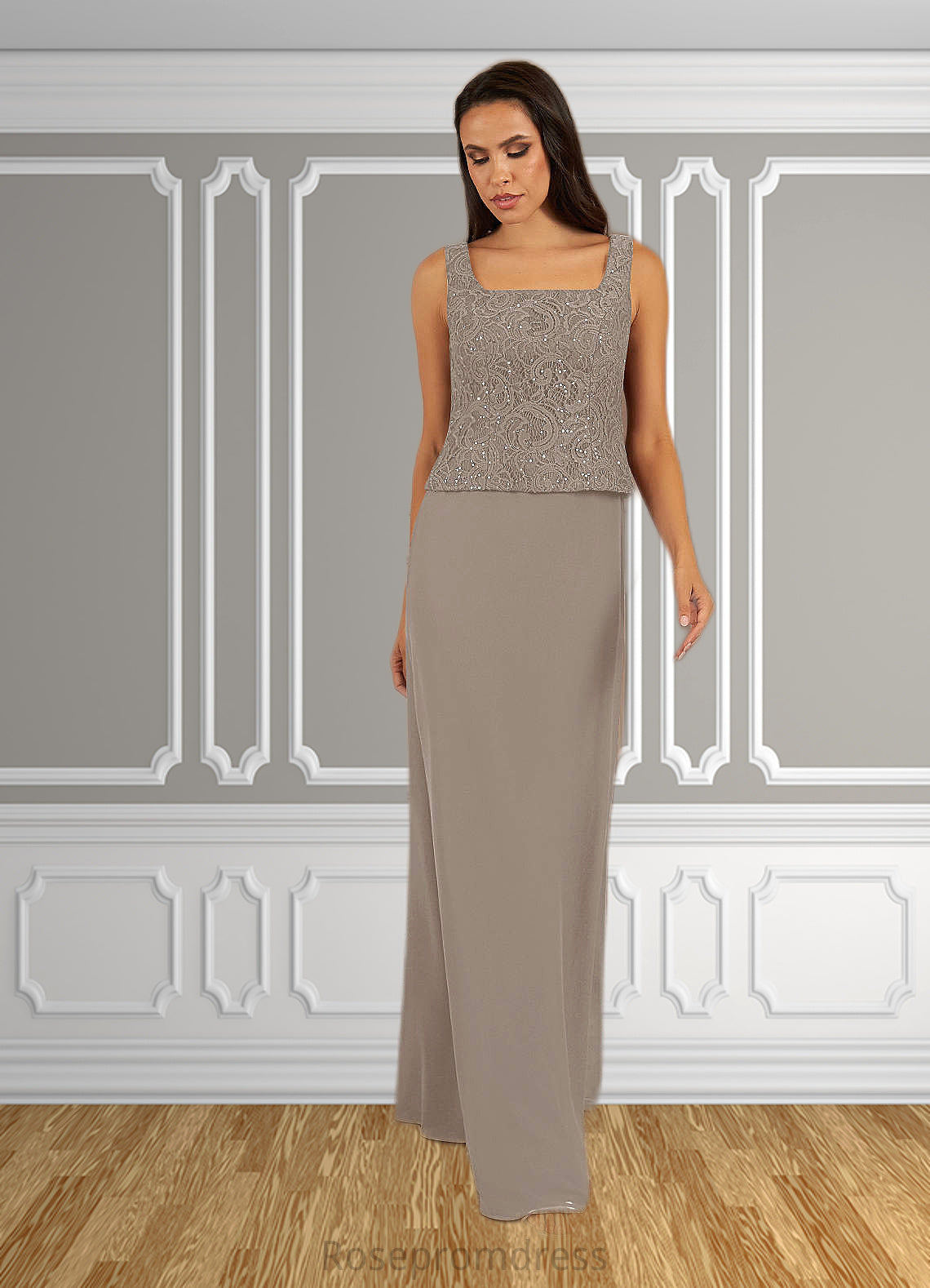 Rhianna Sheath Sequins Lace Floor-Length Dress SRSP0019861