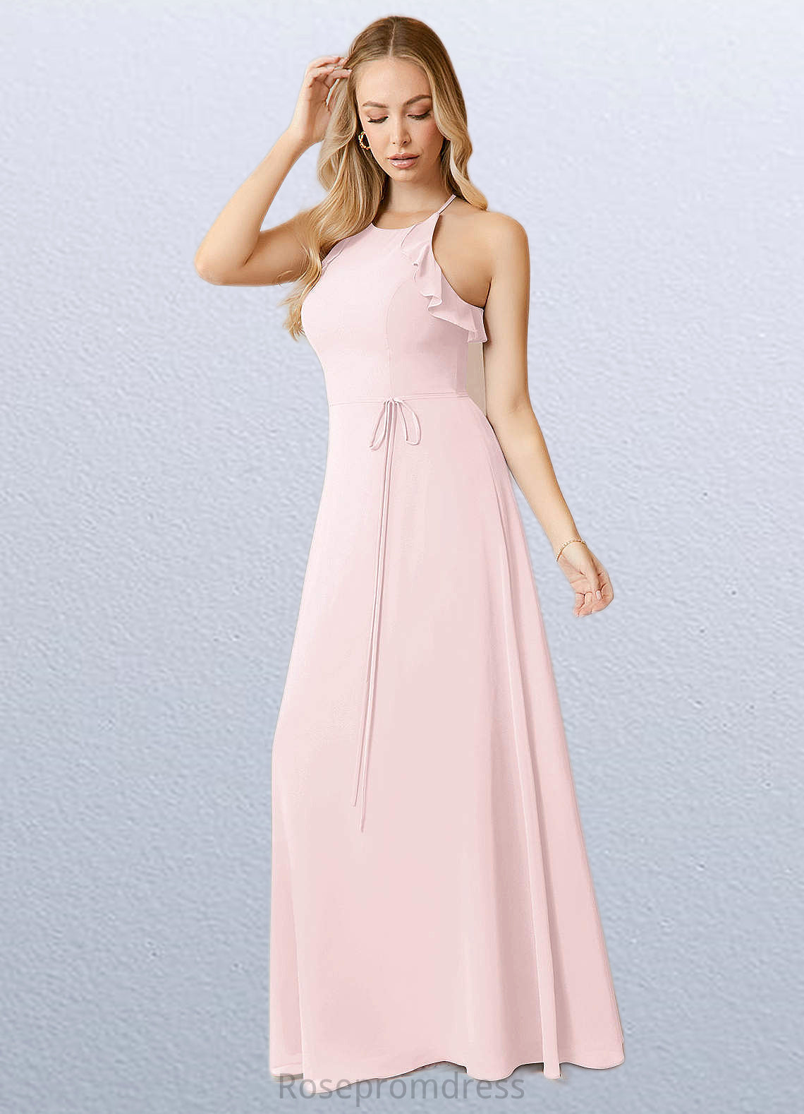 Riley A-Line Bow Chiffon Floor-Length Dress SRSP0019800