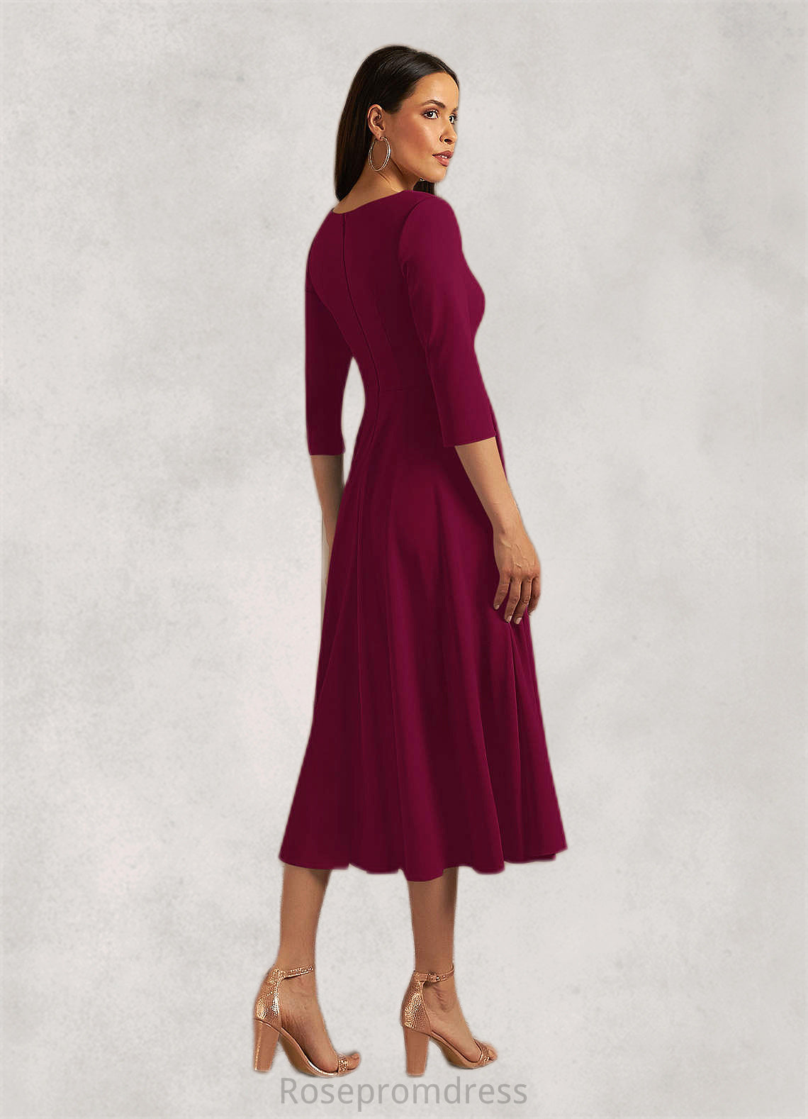 Janiah A-Line Stretch Crepe Tea-Length Dress SRSP0019961