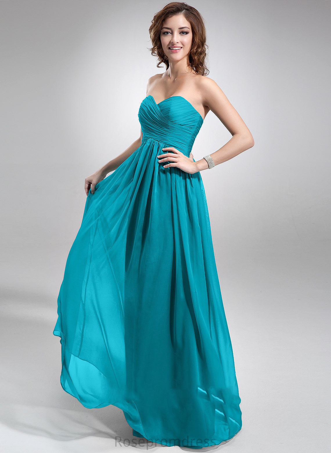 Ruffle Fabric Floor-Length Embellishment Neckline Sweetheart Empire Length Silhouette Carmen A-Line/Princess Natural Waist Bridesmaid Dresses