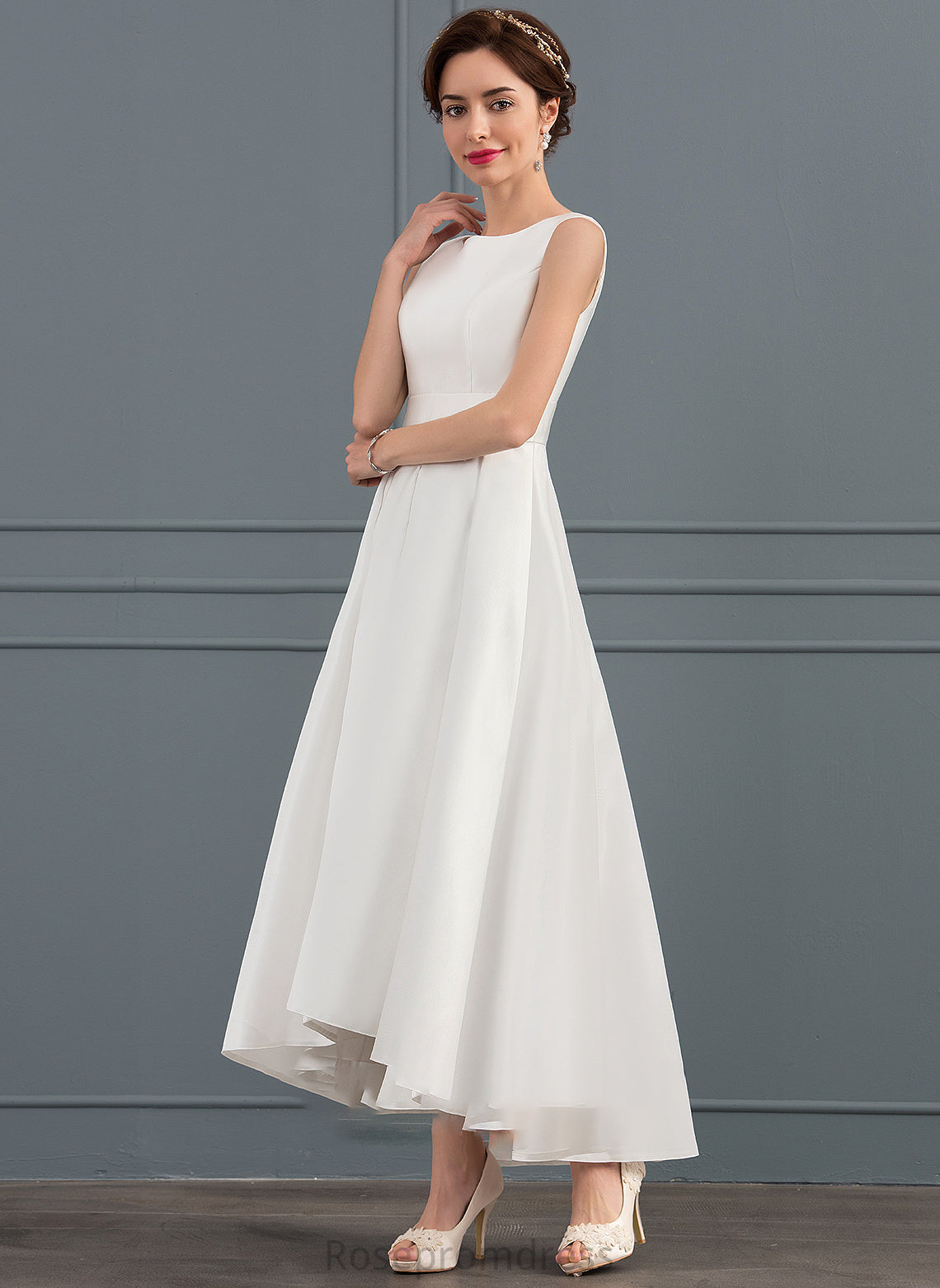 Dress Asymmetrical Wedding Square Satin Neckline Talia A-Line Wedding Dresses