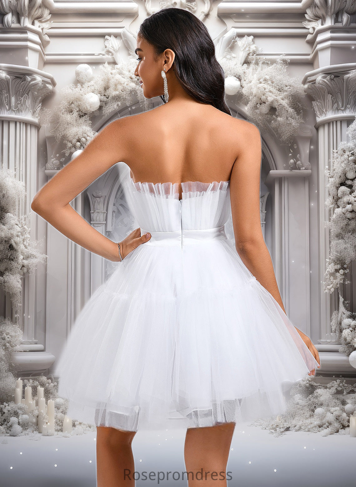 Gracie Ball-Gown/Princess Asymmetrical Short Tulle Homecoming Dress With Bow DSP0025709