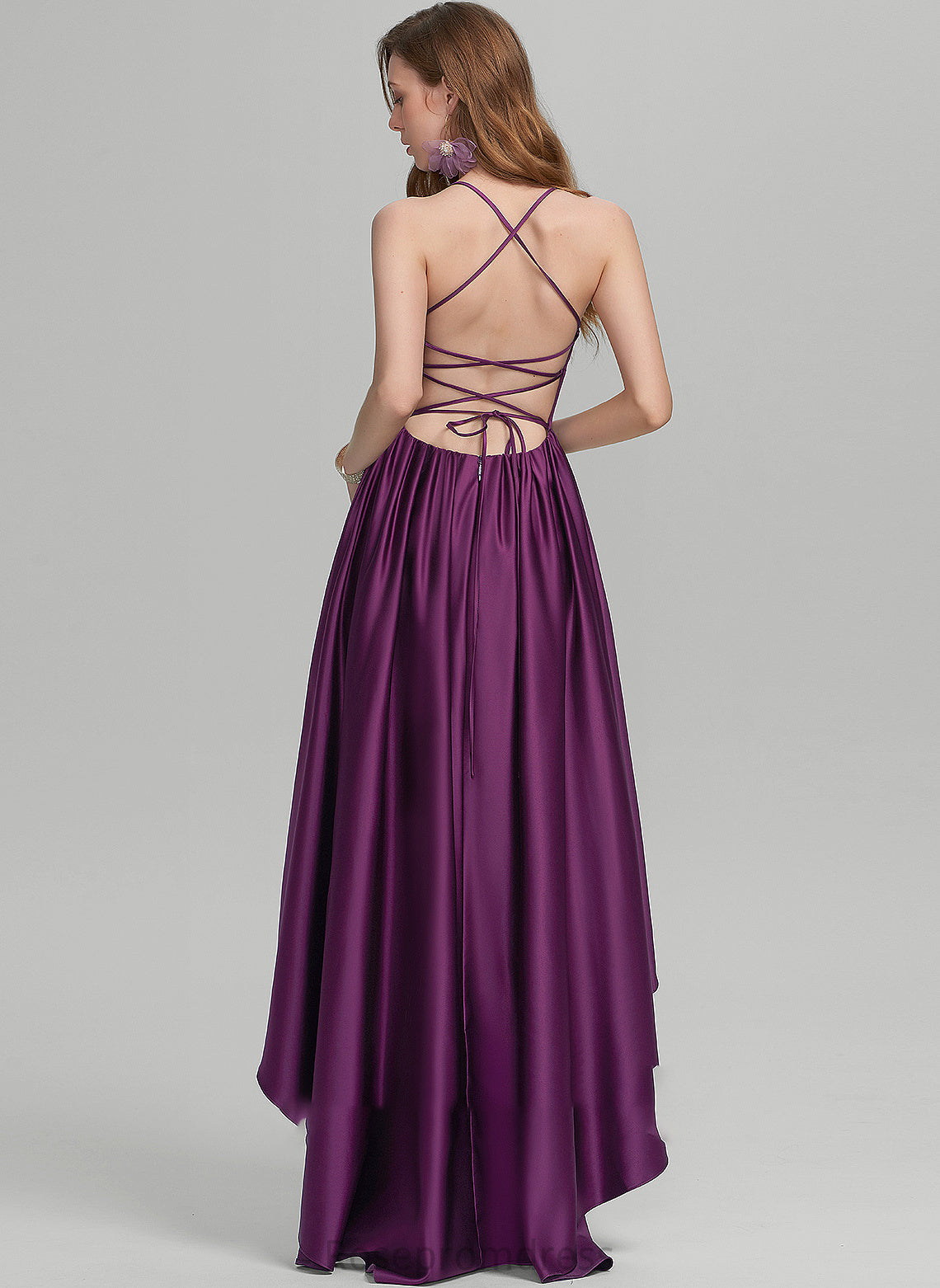 Satin Ball-Gown/Princess Square Prom Dresses Neckline Asymmetrical Heaven