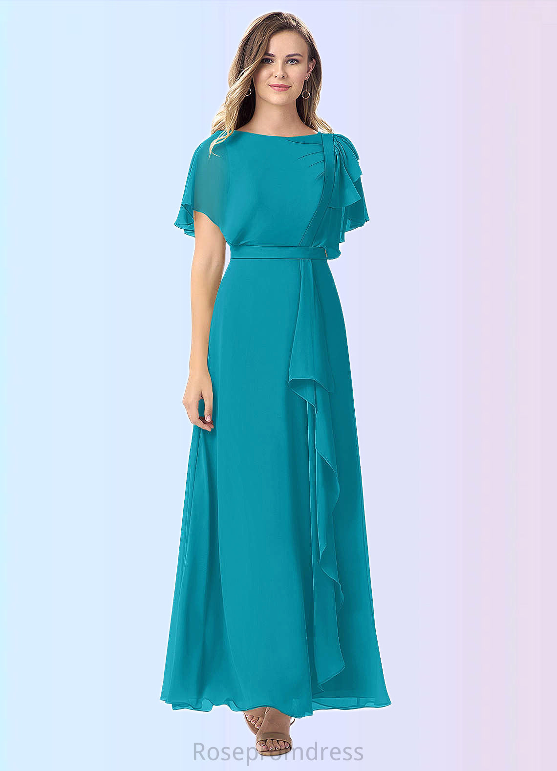 Lilith A-Line Pleated Chiffon Floor-Length Dress SRSP0019677
