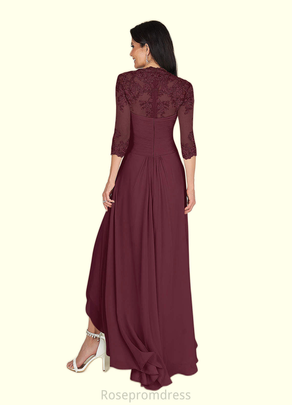 Janiya A-Line Lace Chiffon Asymmetrical Dress SRSP0019875