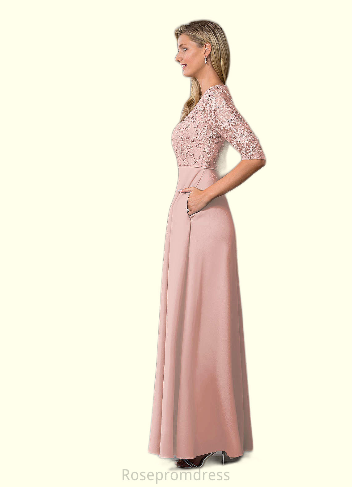 Nan A-Line Lace Stretch Crepe Floor-Length Dress SRSP0019881