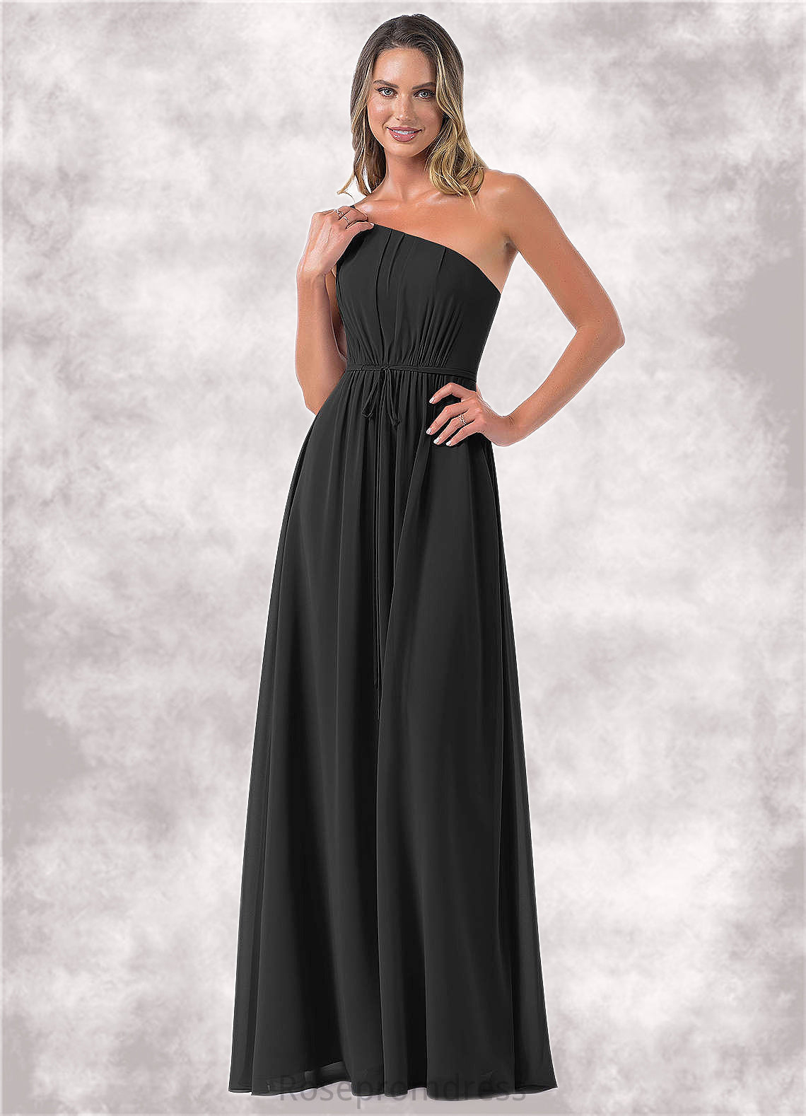 Quintina A-Line One Shoulder Chiffon Floor-Length Dress SRSP0019659