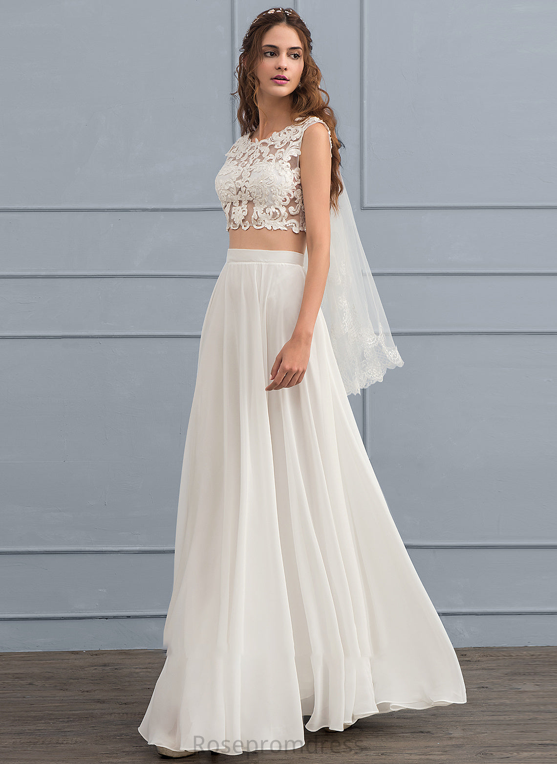 Dress A-Line Wedding Neck With Chiffon Beading Floor-Length Wedding Dresses Sequins Aryanna Scoop