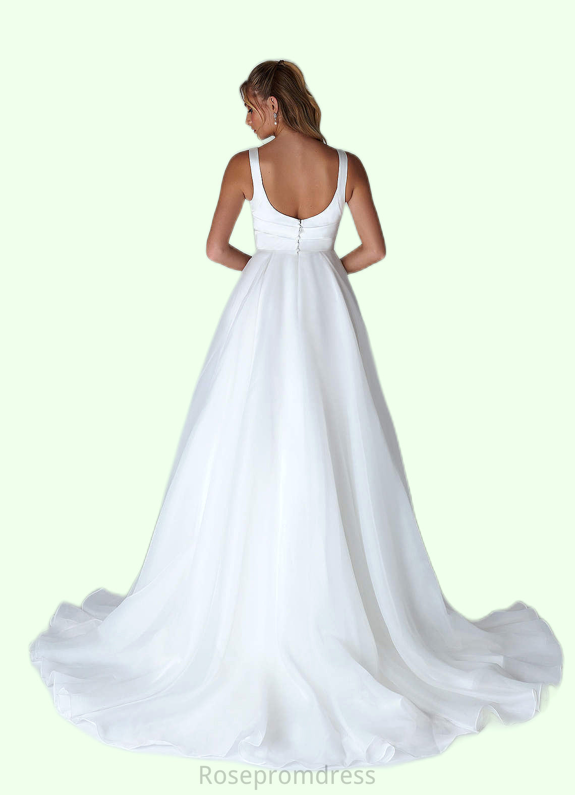 Willow A-Line Sweetheart Neckline Organza Chapel Train Dress SRSP0020059