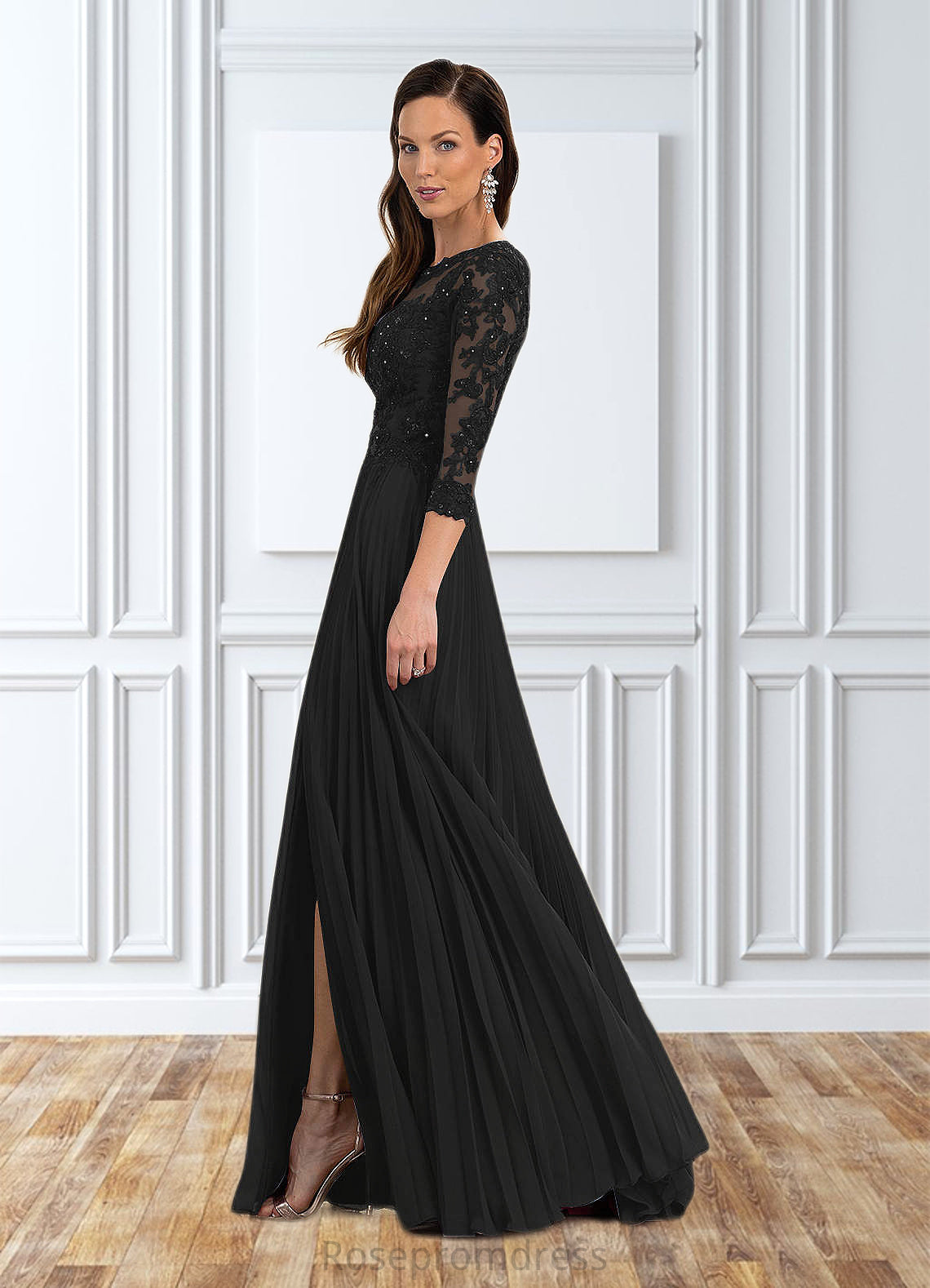 Jane A-Line Sequins Chiffon Floor-Length Dress SRSP0019885