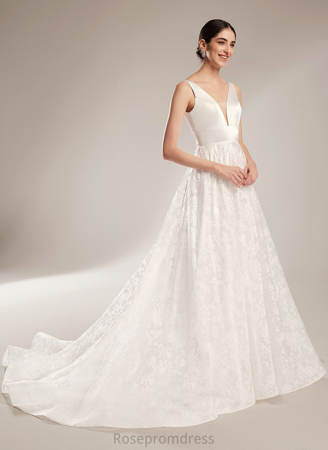 Chapel Wedding Dresses V-neck Ball-Gown/Princess Train Dress Aiyana Wedding