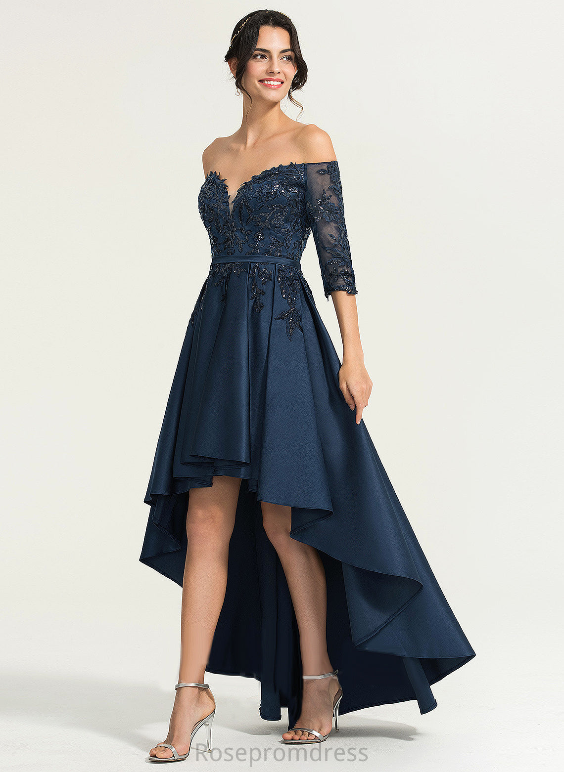 Off-the-Shoulder Prom Dresses Sequins Aliza Ball-Gown/Princess With Asymmetrical Satin