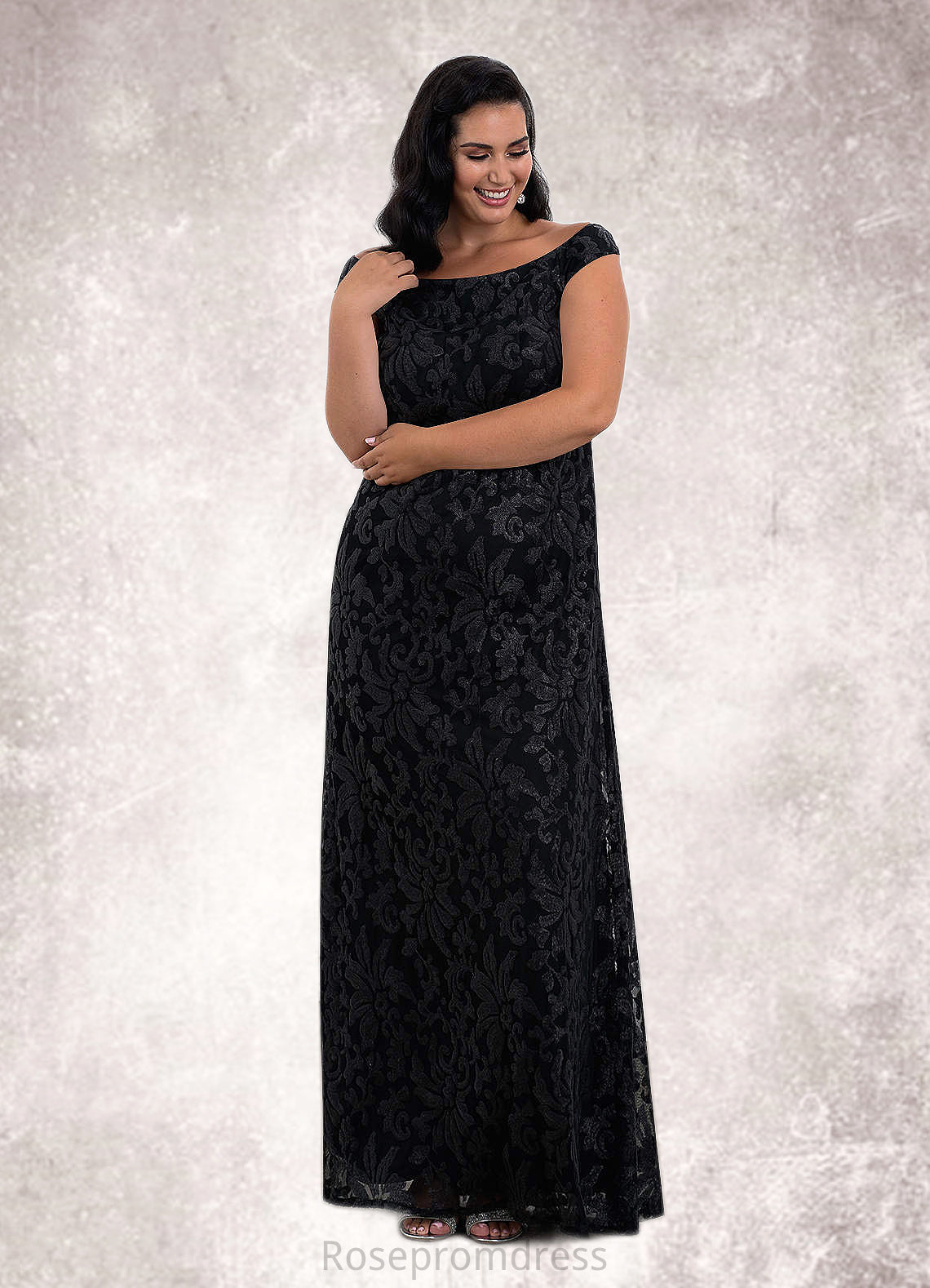 Bethany A-Line Off the Shoulder Lace Floor-Length Dress SRSP0019854