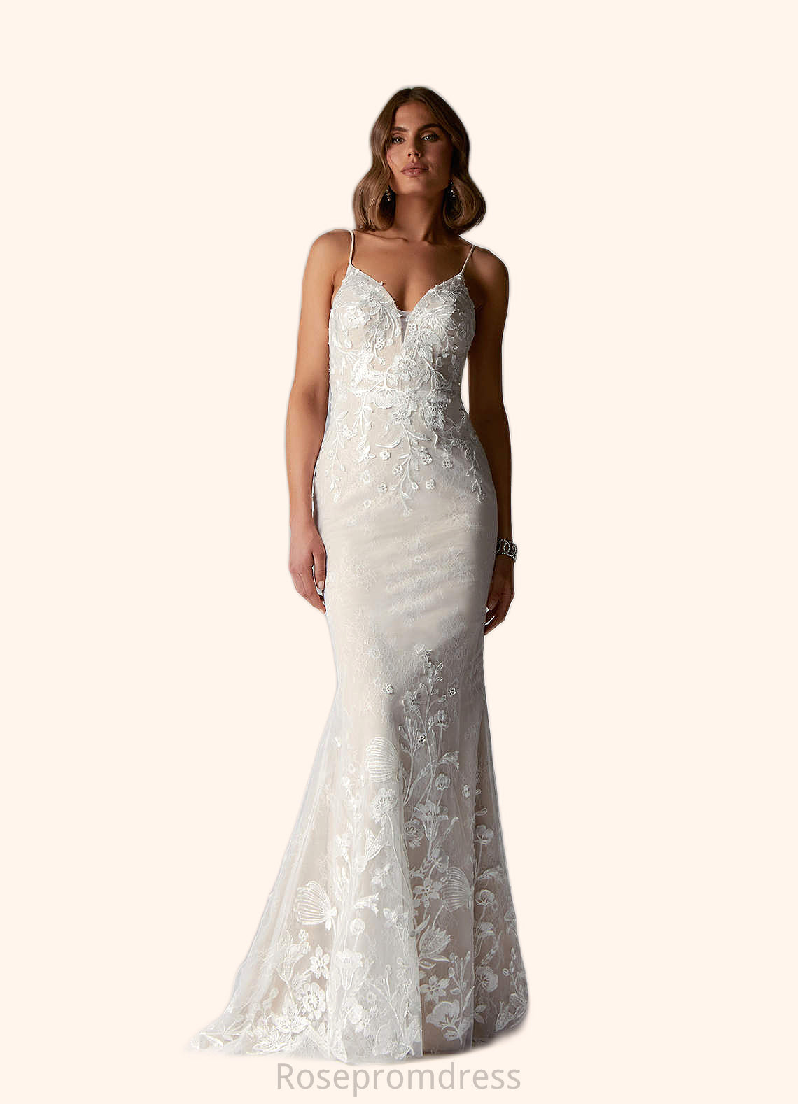 Lily A-Line Sequins Lace Chapel Train Dress SRSP0020082