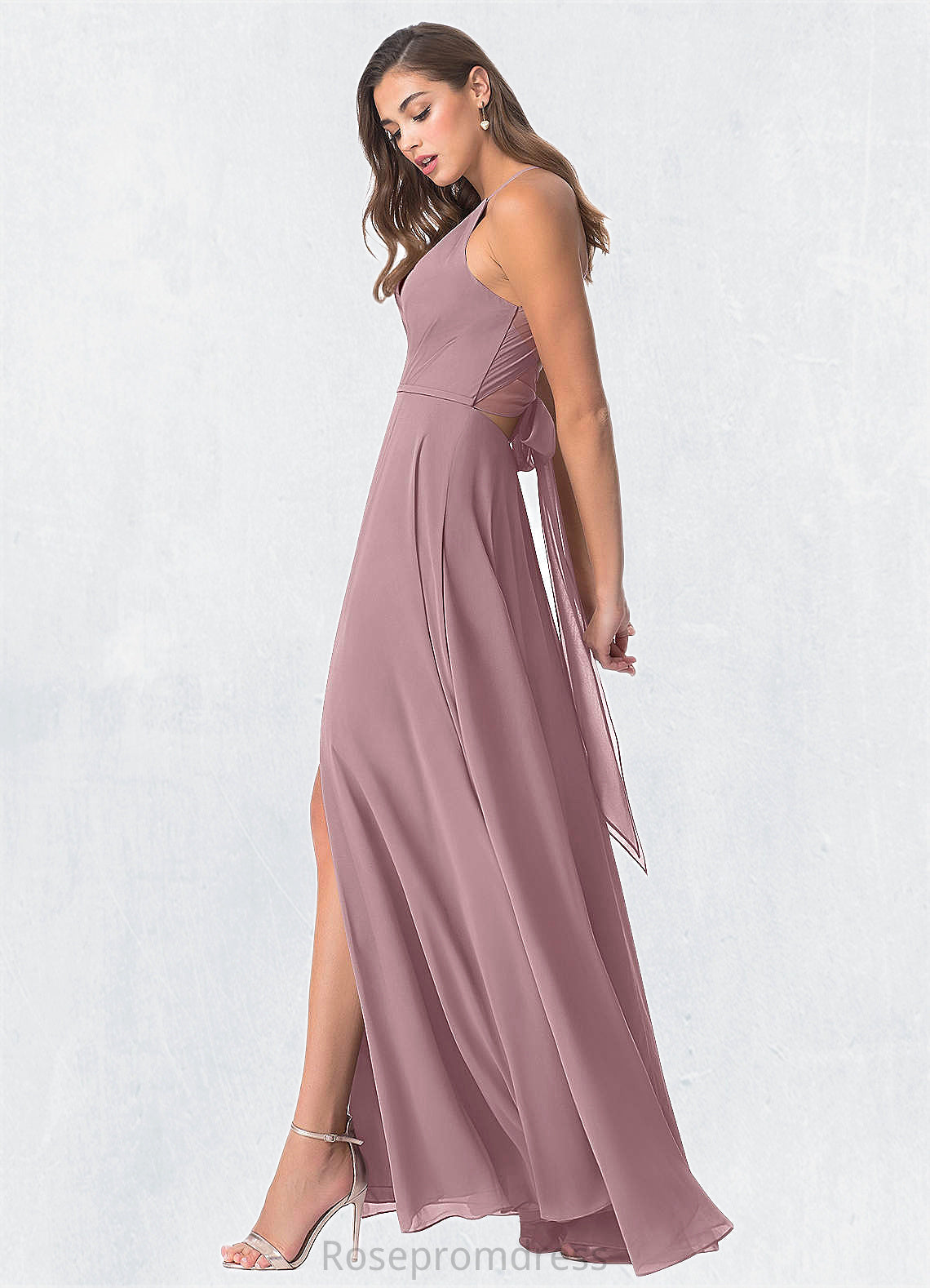 Serenity A-Line Pleated Chiffon Floor-Length Dress SRSP0019598