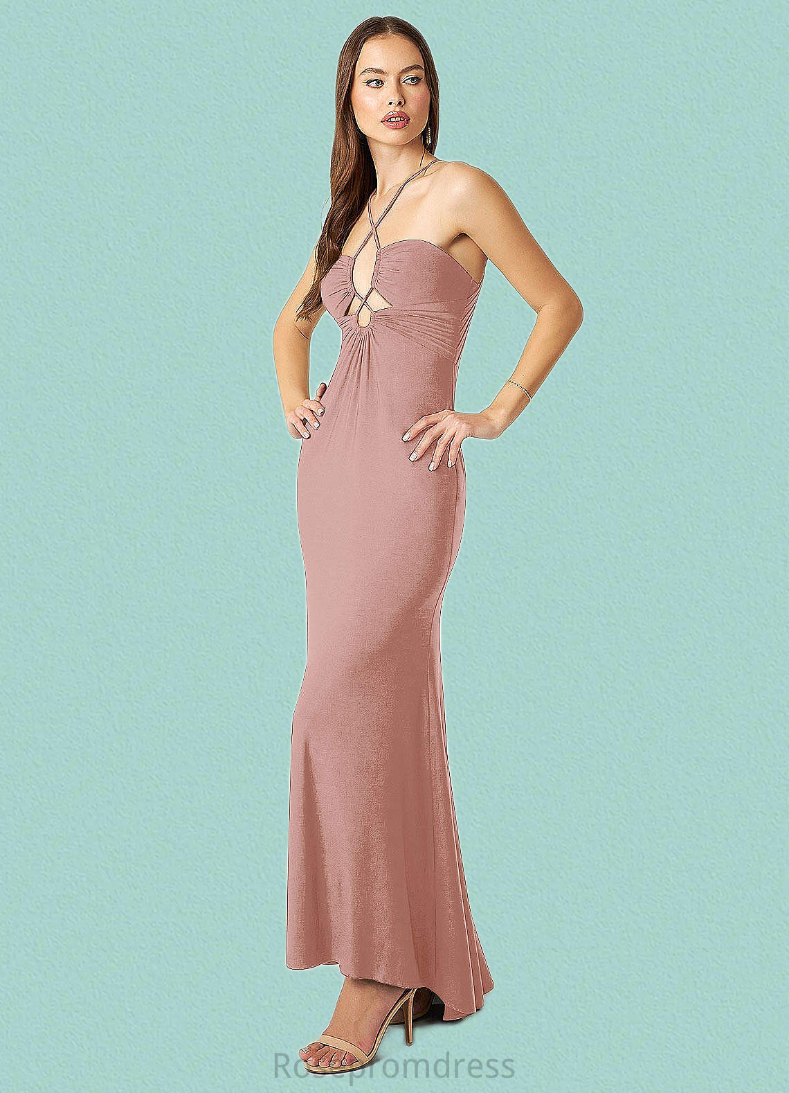 Paula Sheath Sweetheart Neckline Luxe Knit Asymmetrical Dress SRSP0019822