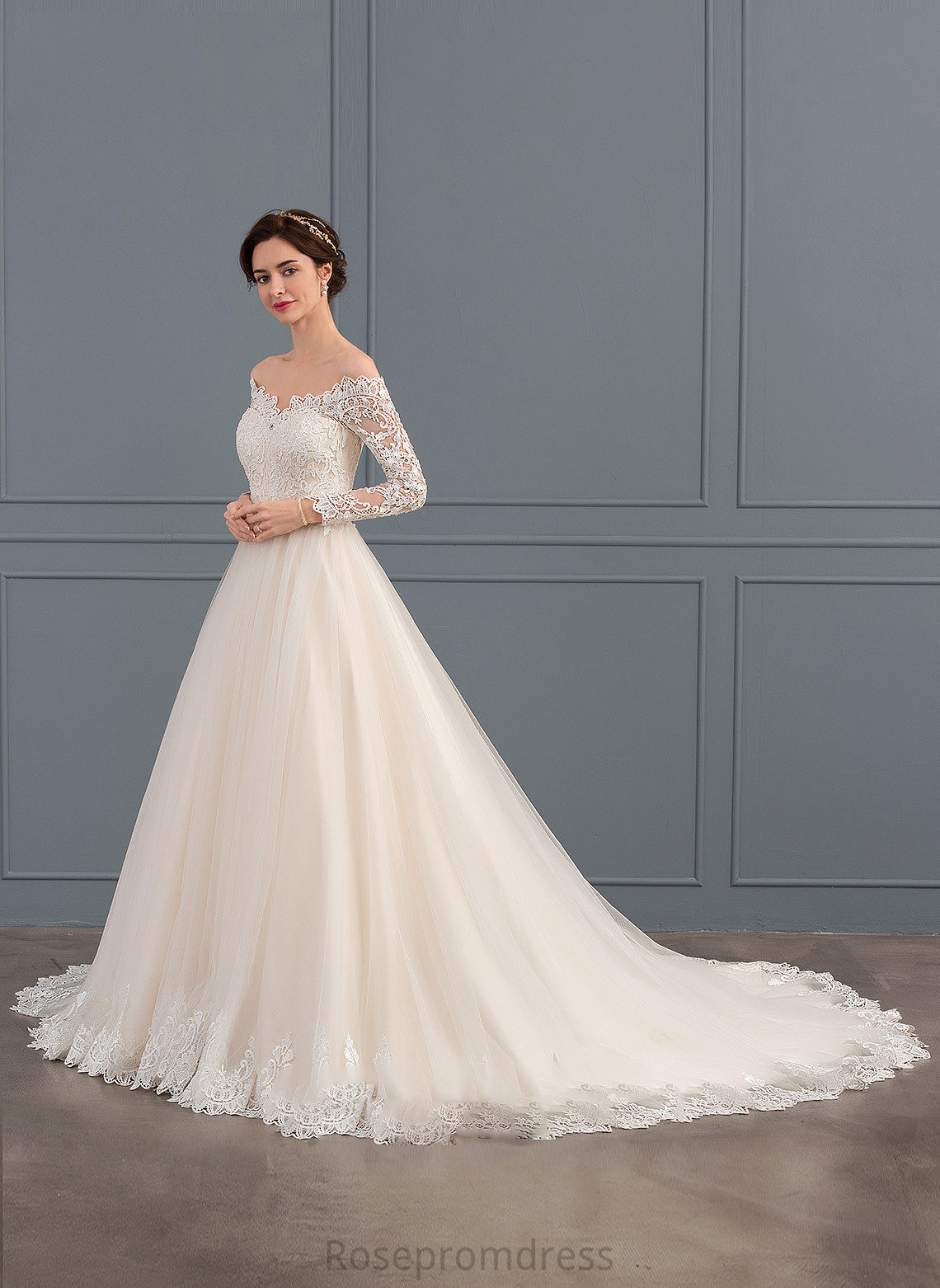 Ball-Gown/Princess Dress Train Lace Wedding Jamiya Wedding Dresses Chapel Tulle