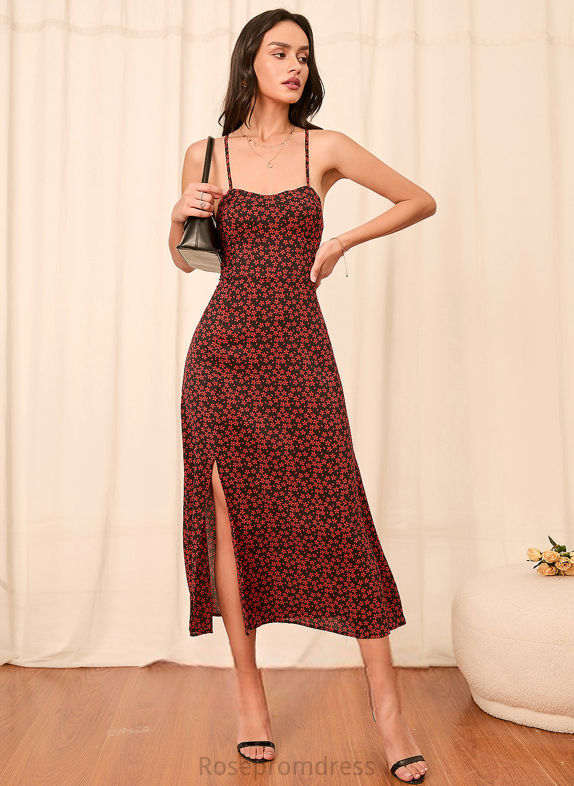 Neck Chiffon Bodycon Sexy Square Club Dresses Midi Sleeveless Laylah Dresses