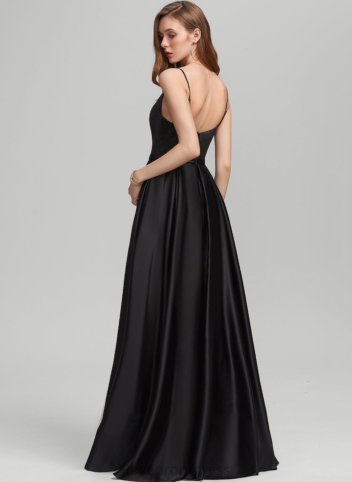 Neckline Square Satin Length Fabric Floor-Length A-Line Silhouette Straps&Sleeves Phoenix Floor Length A-Line/Princess Bridesmaid Dresses