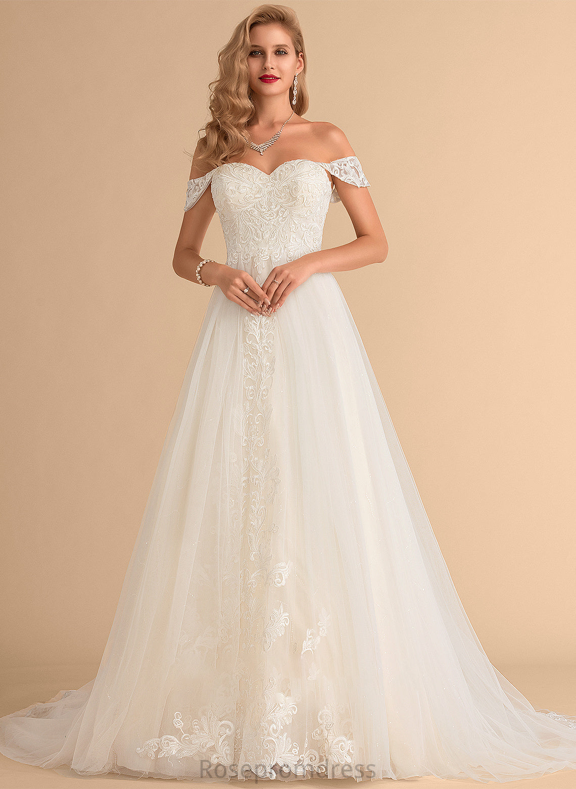 Ball-Gown/Princess Train Tulle Wedding Dresses Chapel Sequins Cherish Wedding Dress Lace With