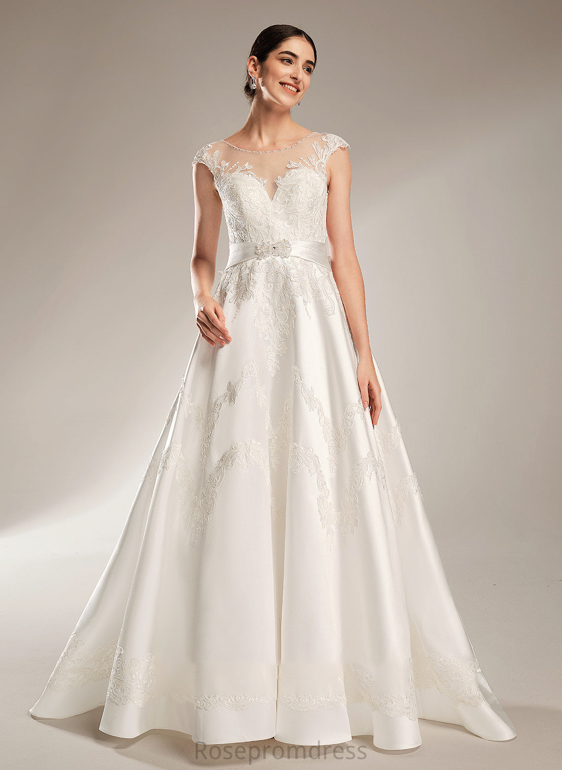 Ball-Gown/Princess With Sequins Dress Chapel Beading Train Anika Wedding Scoop Wedding Dresses Neck