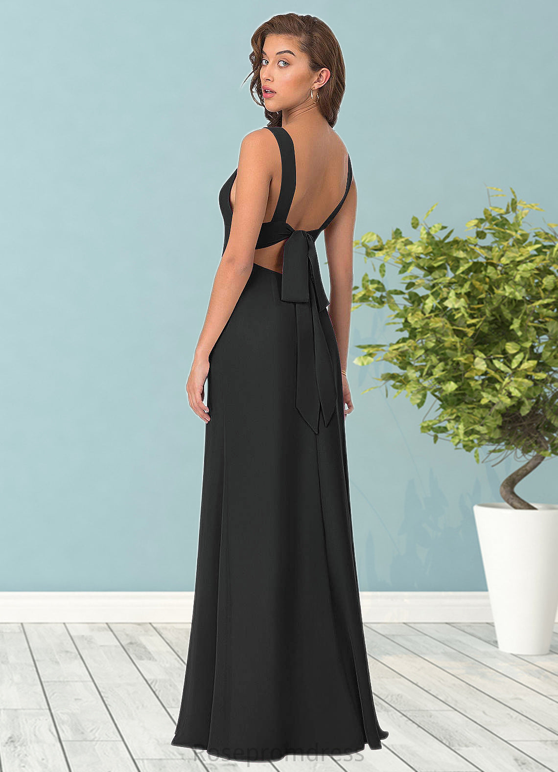 Polly A-Line Pleated Chiffon Floor-Length Dress SRSP0019626