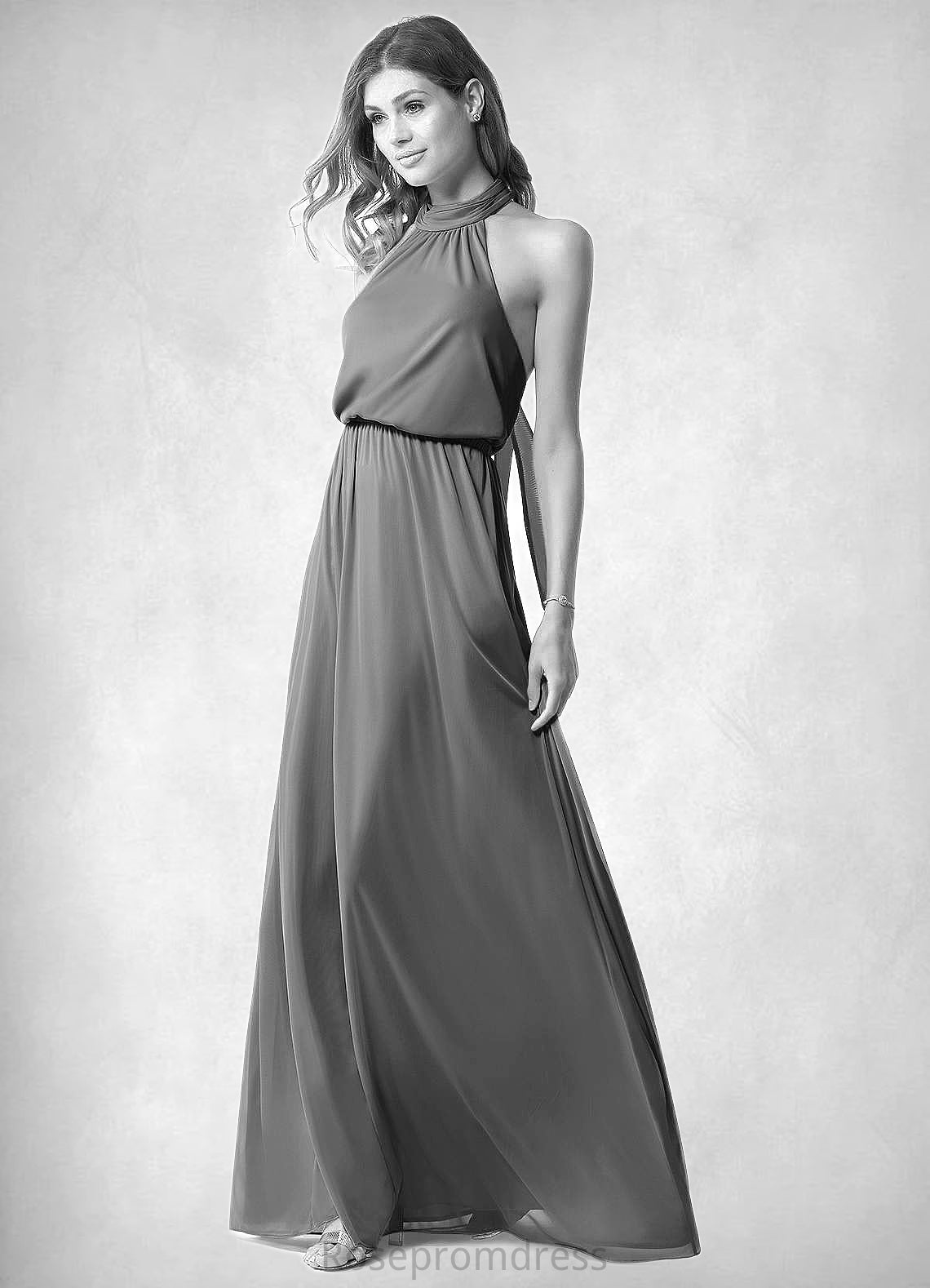 Jaelyn A-Line Pleated Mesh Floor-Length Dress SRSP0019674