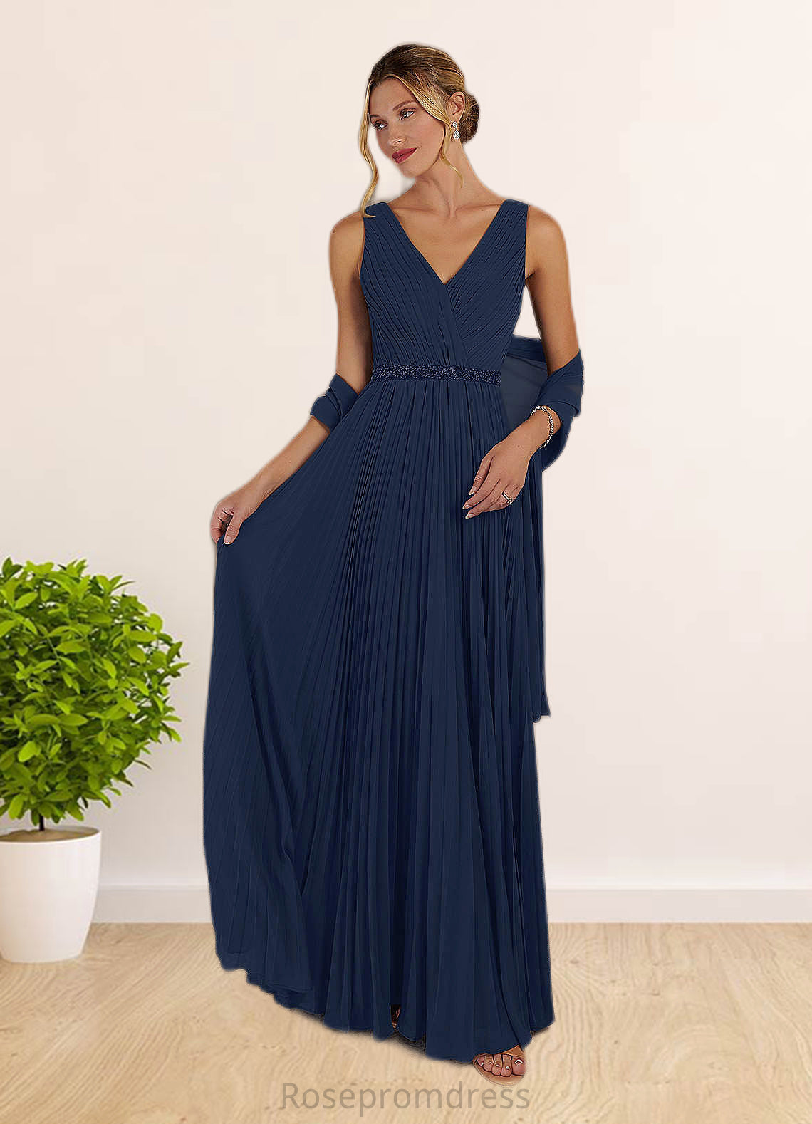 Dakota A-Line Sequins Chiffon Floor-Length Dress SRSP0019886