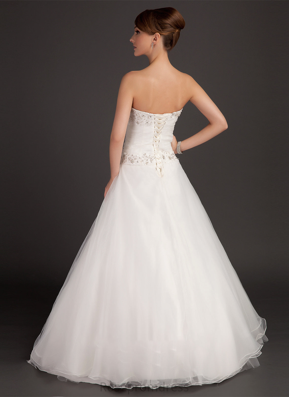 Floor-Length Organza Ball-Gown/Princess Sweetheart Satin Dress Lace Beading Ruffle Wedding Wedding Dresses With Hanna