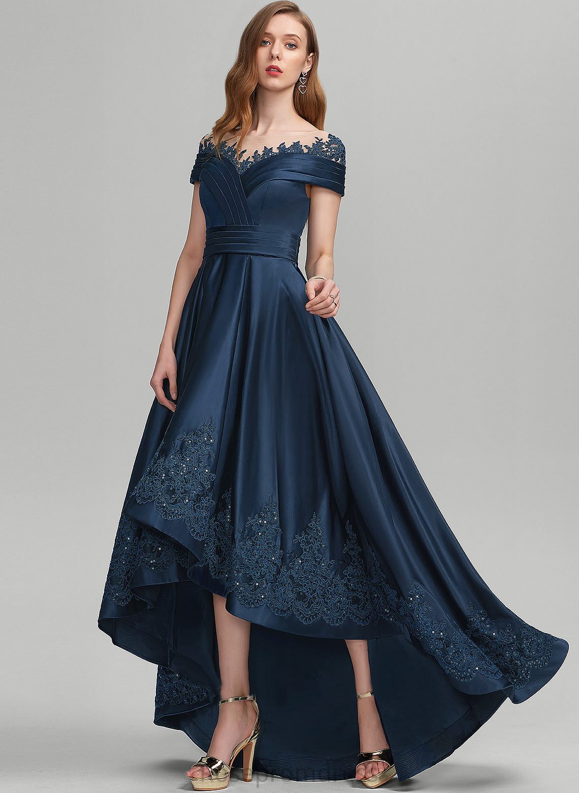 Satin Prom Dresses Scoop Nydia Ball-Gown/Princess Sequins With Asymmetrical Neck Pockets